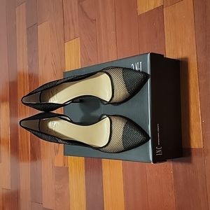INC fishnet d orsay heels